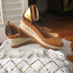 SOLD • Anthro • Raffia Sandal Wedges • Sz 8